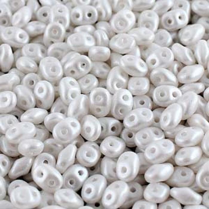 Бусины SuperDuo 2,5x5 мм Pearl Shine White (#02010/24001) (Matubo, Чехия)