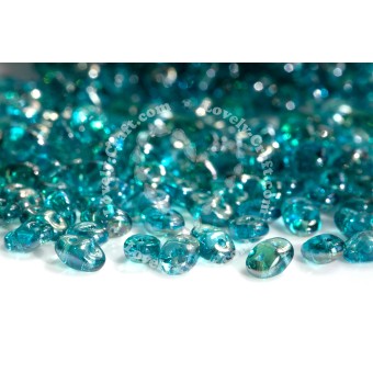Бусины SuperDuo 2,5x5 мм Aqua Clarit (#60020) (Matubo, Чехия)