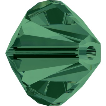 Биконусы SWAROVSKI 5328 XILION 4 мм - Emerald #205, 10 бусин