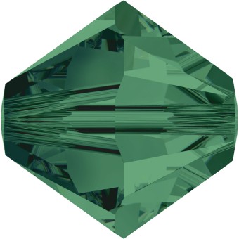 Биконусы SWAROVSKI 5328 XILION 4 мм - Emerald #205, 10 бусин