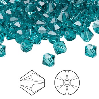 Биконусы SWAROVSKI 5328 XILION 4 мм - Blue Zircon #229, 10 бусин