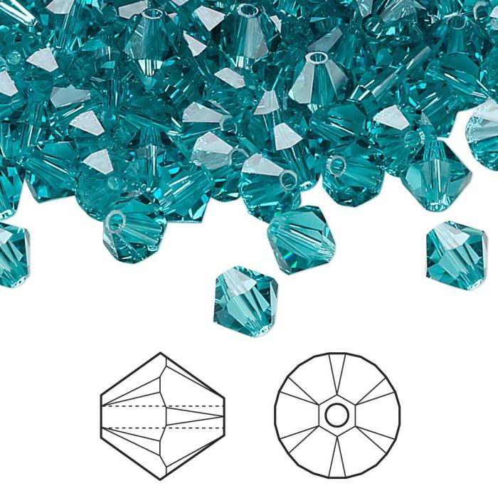 Купить Биконусы SWAROVSKI 5328 XILION 4 мм - Blue Zircon #229, 10 бусин в Калининграде