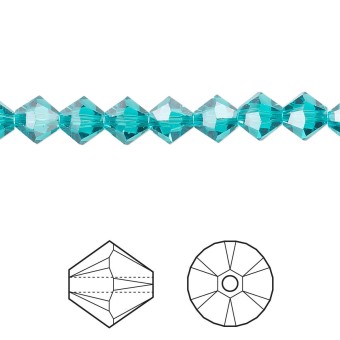 Биконусы SWAROVSKI 5328 XILION 4 мм - Blue Zircon #229, 10 бусин