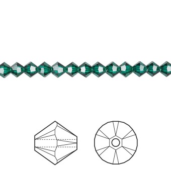Биконусы SWAROVSKI 5328 XILION 4 мм - Emerald #205, 10 бусин
