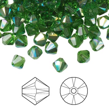Биконусы SWAROVSKI 5328 XILION 6 мм - Fern Green #291, 5 бусин