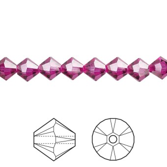 Биконусы SWAROVSKI 5328 XILION 4 мм - Fuchsia #502, 10 бусин
