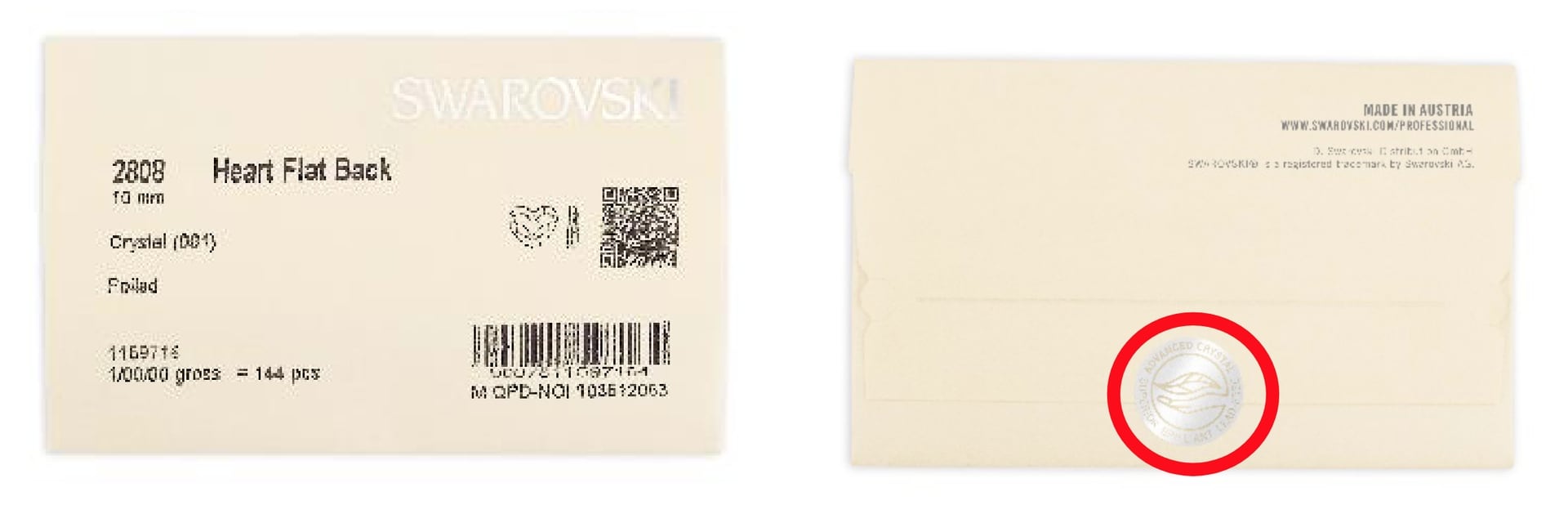 конверт компании Swarovski с пометкой Advanced Crystal