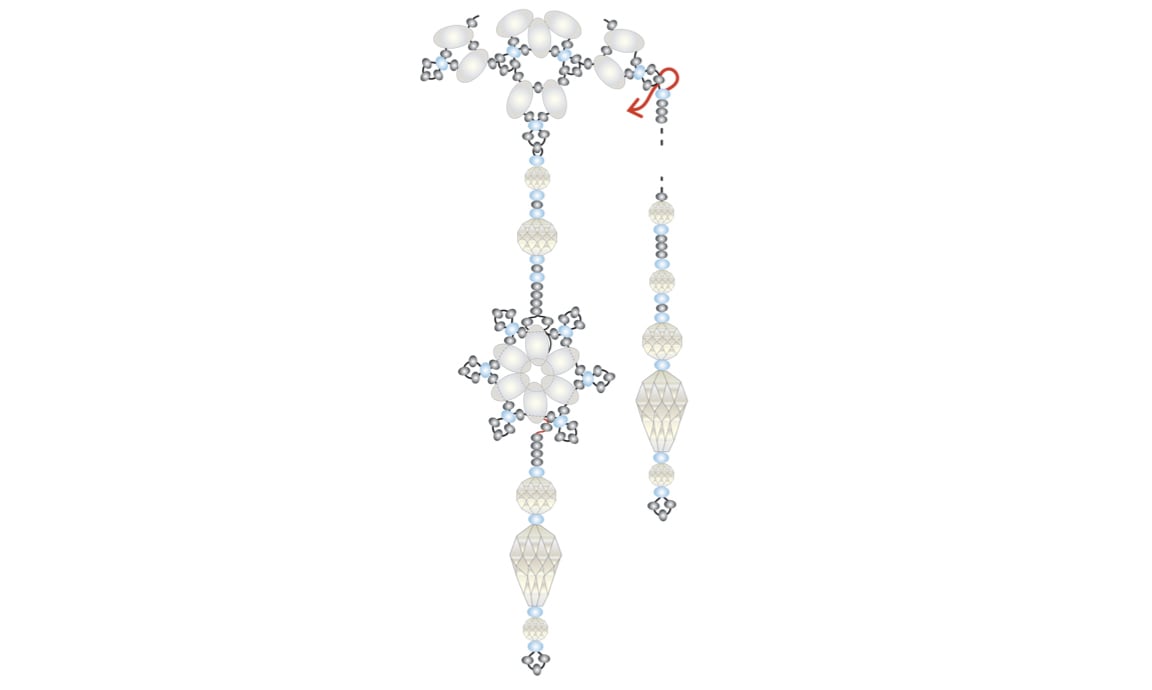 Плетение бахромы с тремя нитями для снежинки Snow Queen Bauble