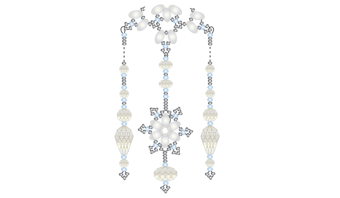 Схема плетения бахромы с тремя нитями Snow Queen Bauble
